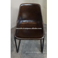 Industrial Leather Chair Dark Color Seat with X stich